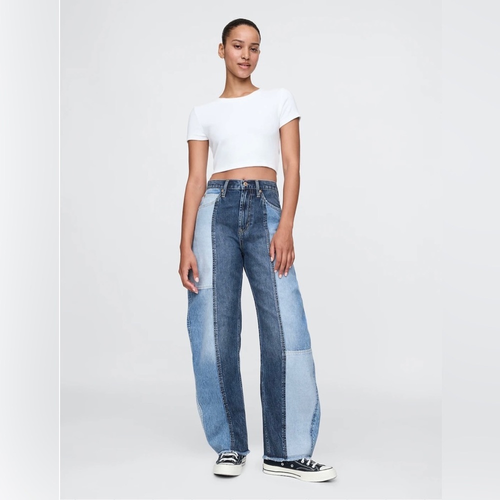 GAP Two-Tone Blue Patchwork Wide Leg Jeans